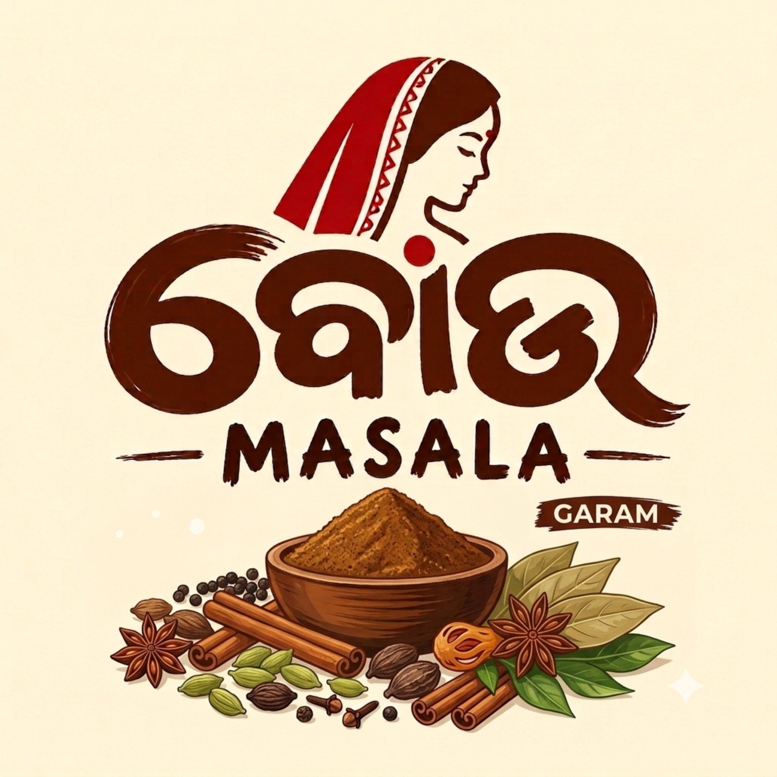 Bou Masala garam masala artwork with whole aromatic spices