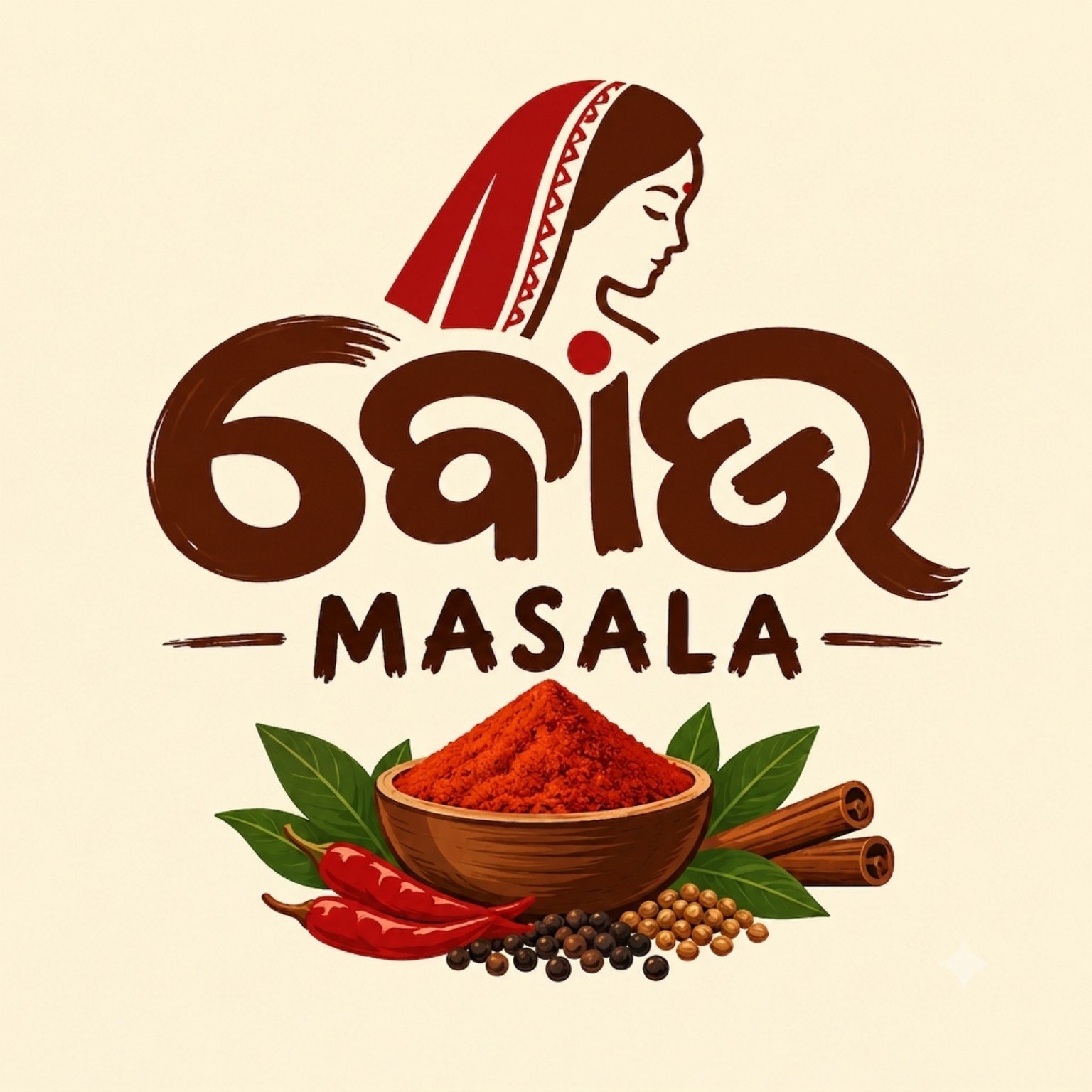 Bou Masala mirchi powder artwork with red chilli powder and chillies